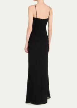 REBECCA VALLANCEAstros Draped Crystal-Trim Halter Gown