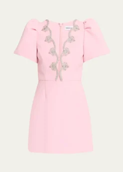 REBECCA VALLANCEHarlynn Scalloped Diamante-Trim Mini Dress