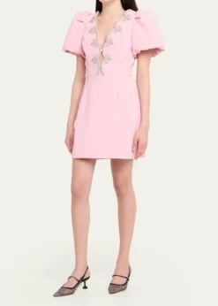 REBECCA VALLANCEHarlynn Scalloped Diamante-Trim Mini Dress