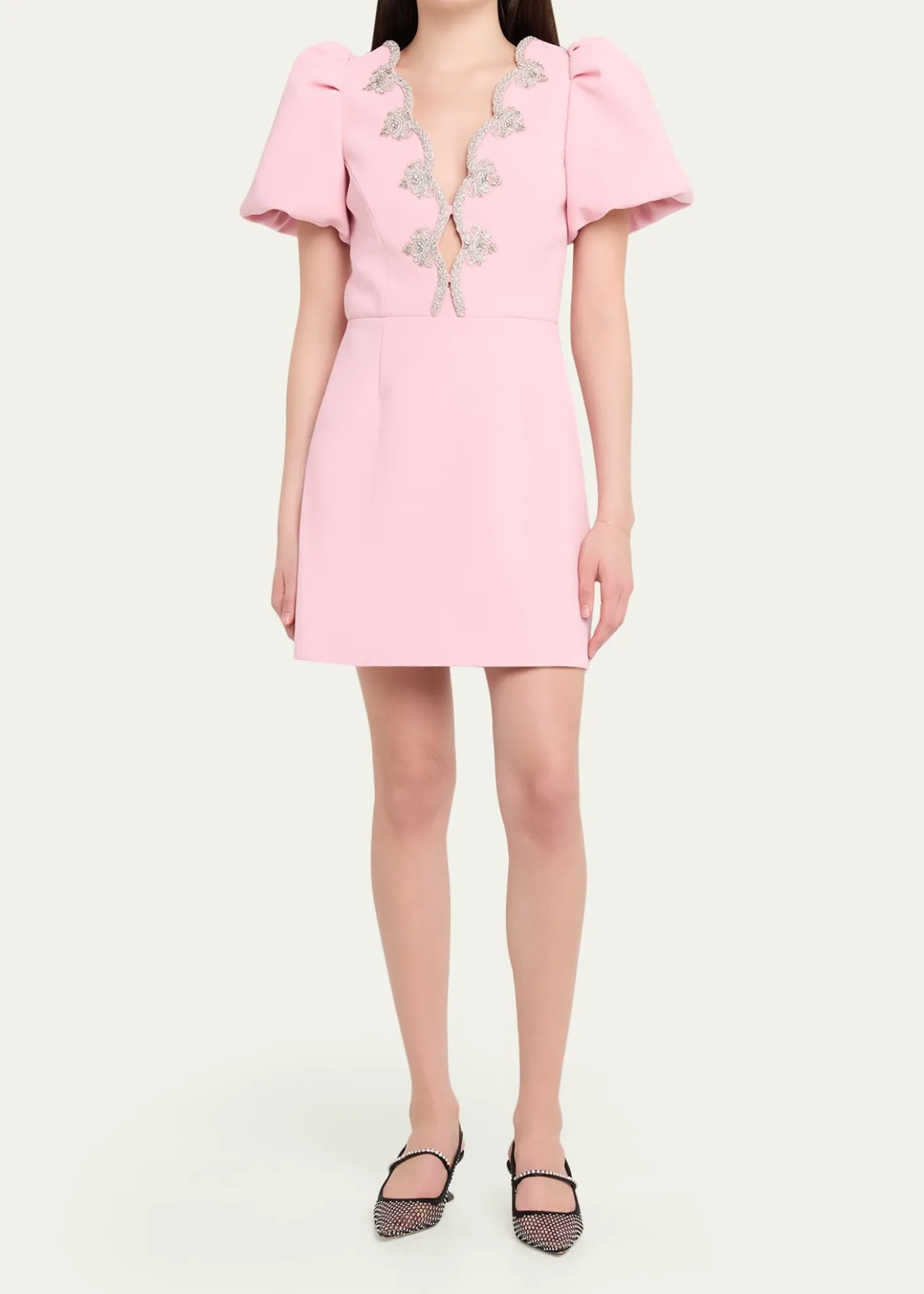 REBECCA VALLANCEHarlynn Scalloped Diamante-Trim Mini Dress