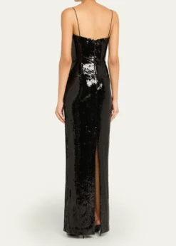 REBECCA VALLANCELyra Plunging Diamante Snake-Trim Sequin Gown