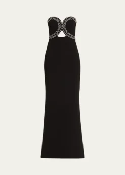 REBECCA VALLANCENyx Strapless Diamante-Trim Column Gown