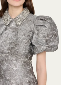 REBECCA VALLANCESterling Diamante Metallic Jacquard Mini Dress