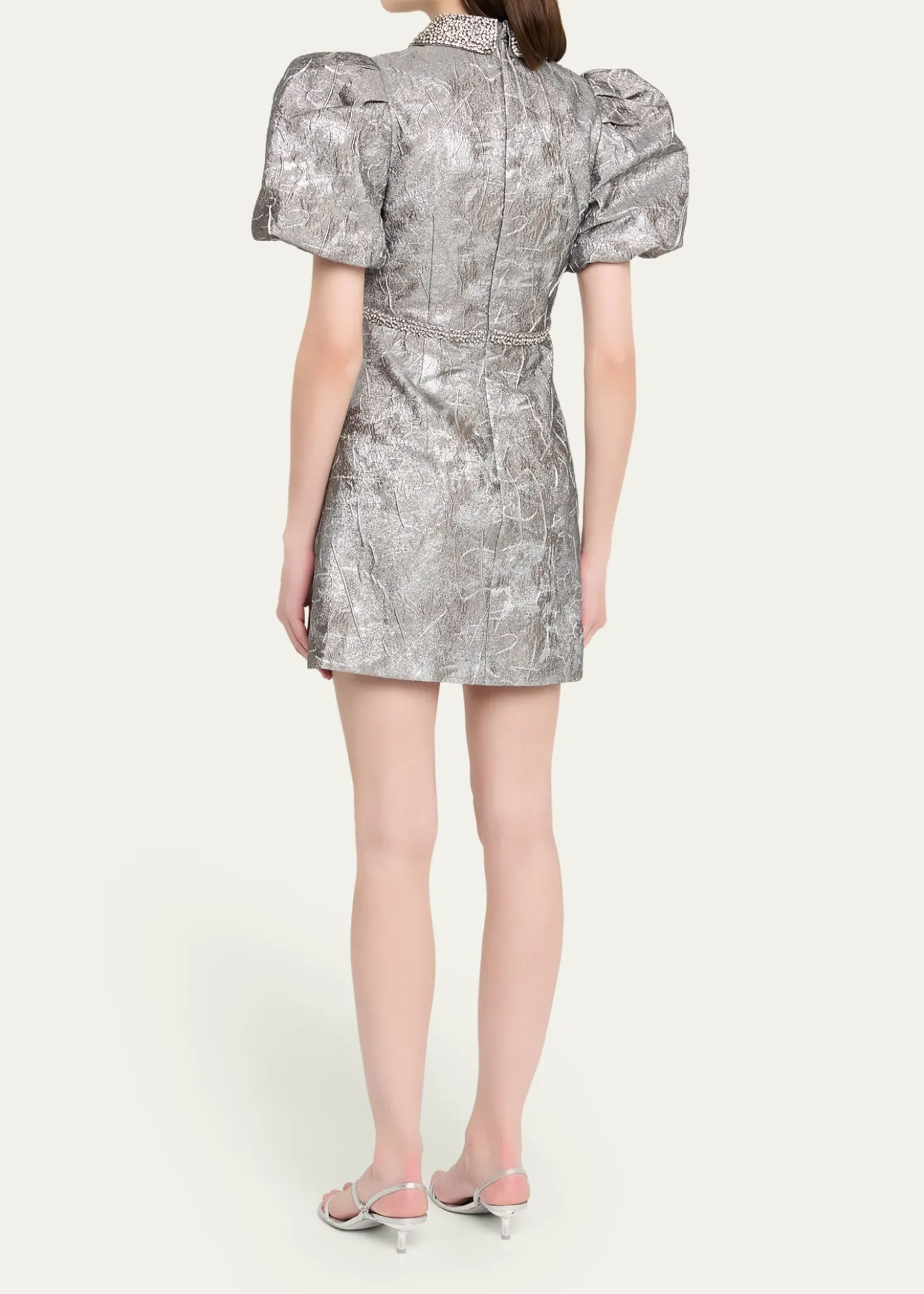 REBECCA VALLANCESterling Diamante Metallic Jacquard Mini Dress