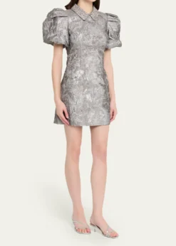 REBECCA VALLANCESterling Diamante Metallic Jacquard Mini Dress