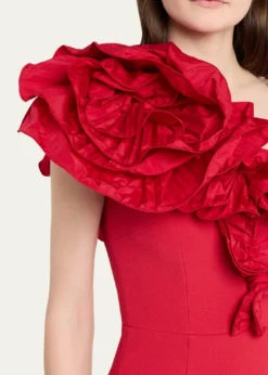 REBECCA VALLANCEZarya One-Shoulder Ruffle Bodycon Midi Dress