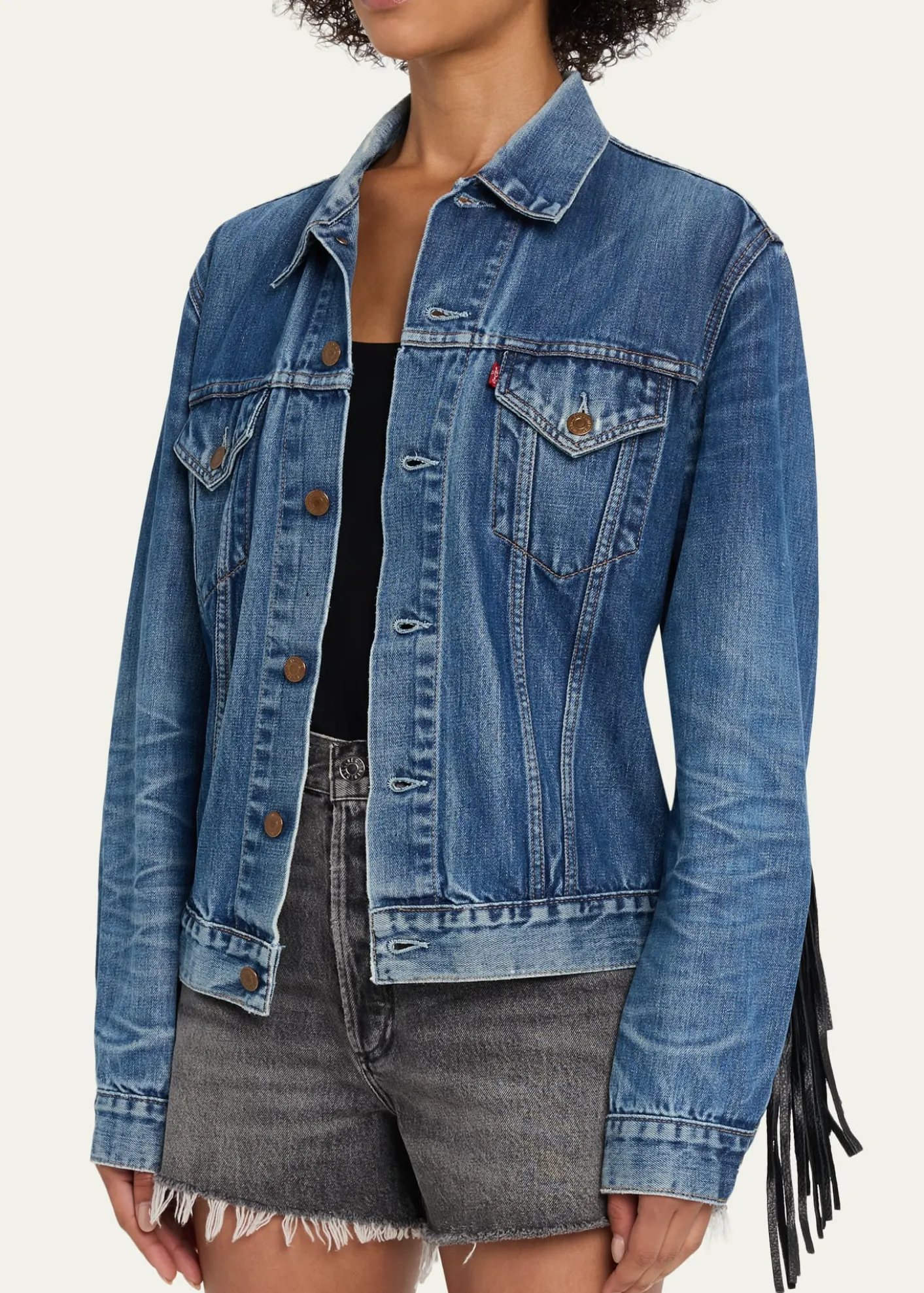 RE/DONELevi's Denim Fringe Trucker Jacket