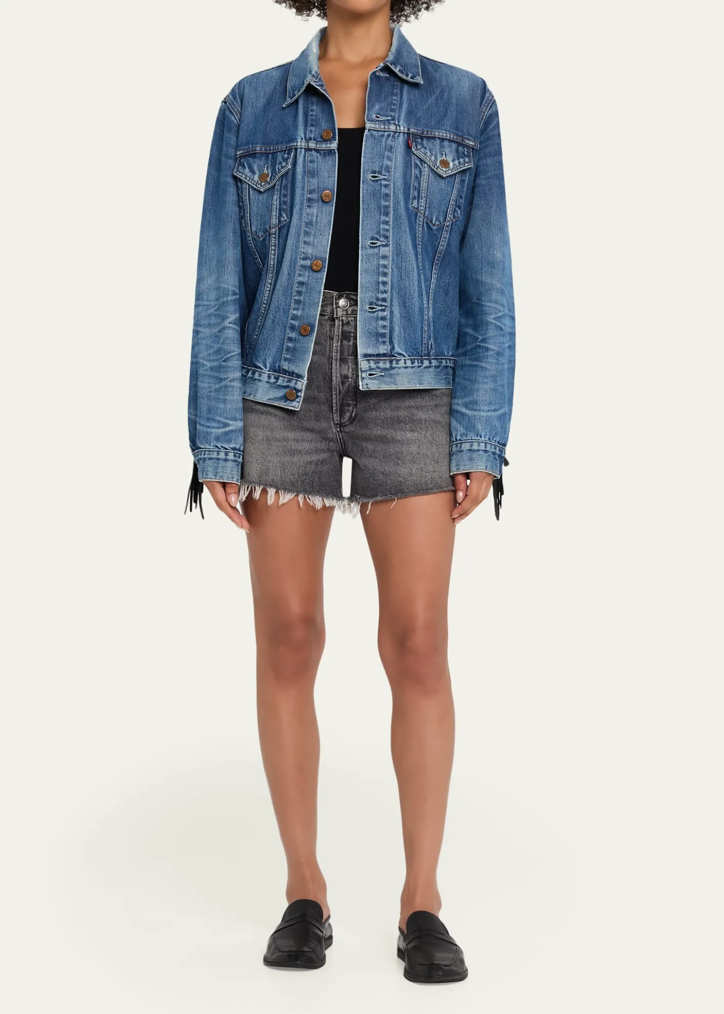 RE/DONELevi's Denim Fringe Trucker Jacket