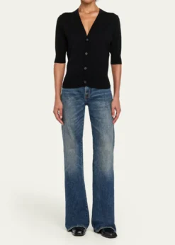 R13Elbow-Sleeve Split-Hem Wool Sweater