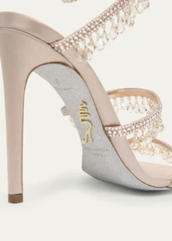 Rene CaovillaChandelier Satin Snake Ankle Wrap Sandals
