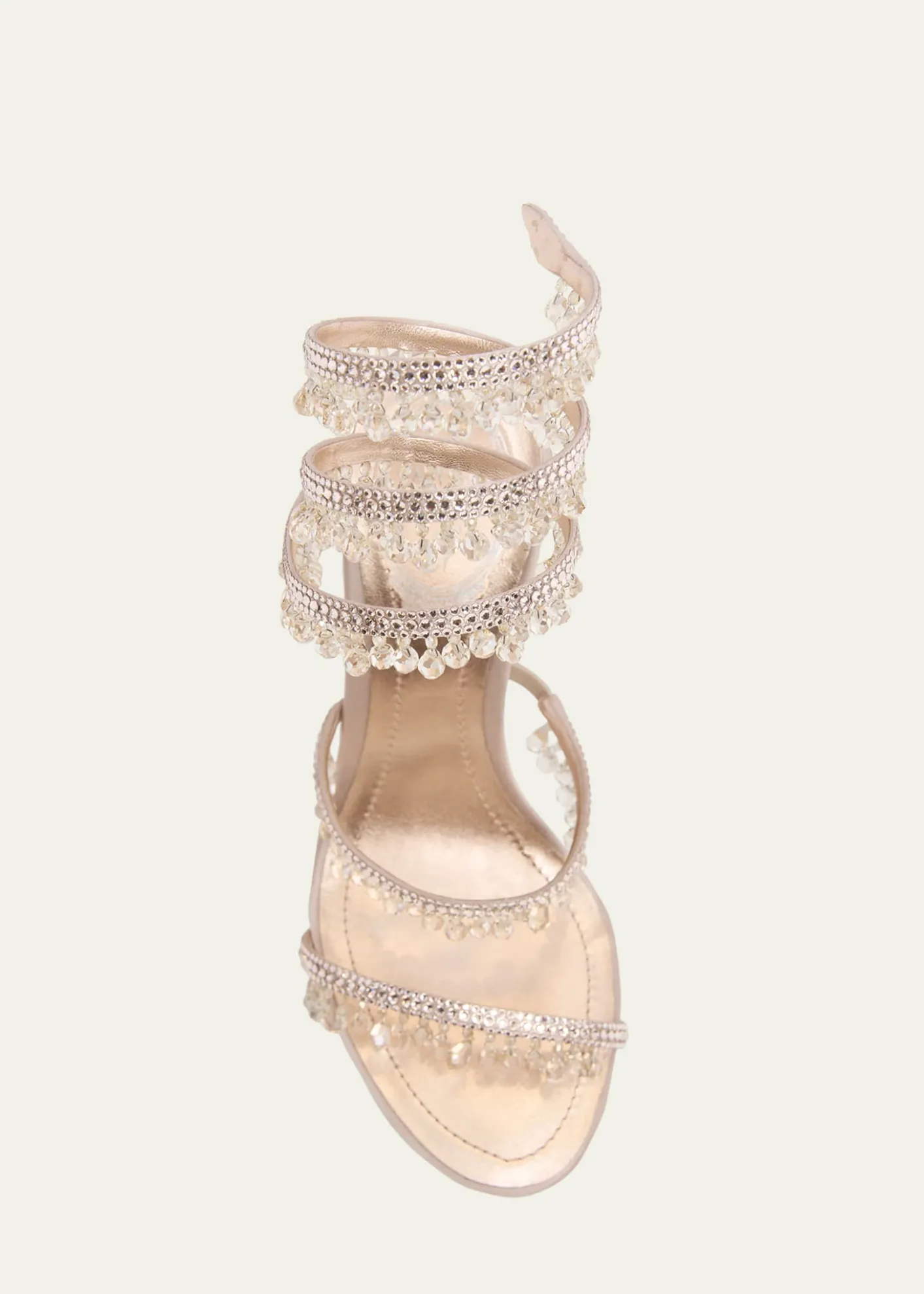 Rene CaovillaChandelier Satin Snake Ankle Wrap Sandals