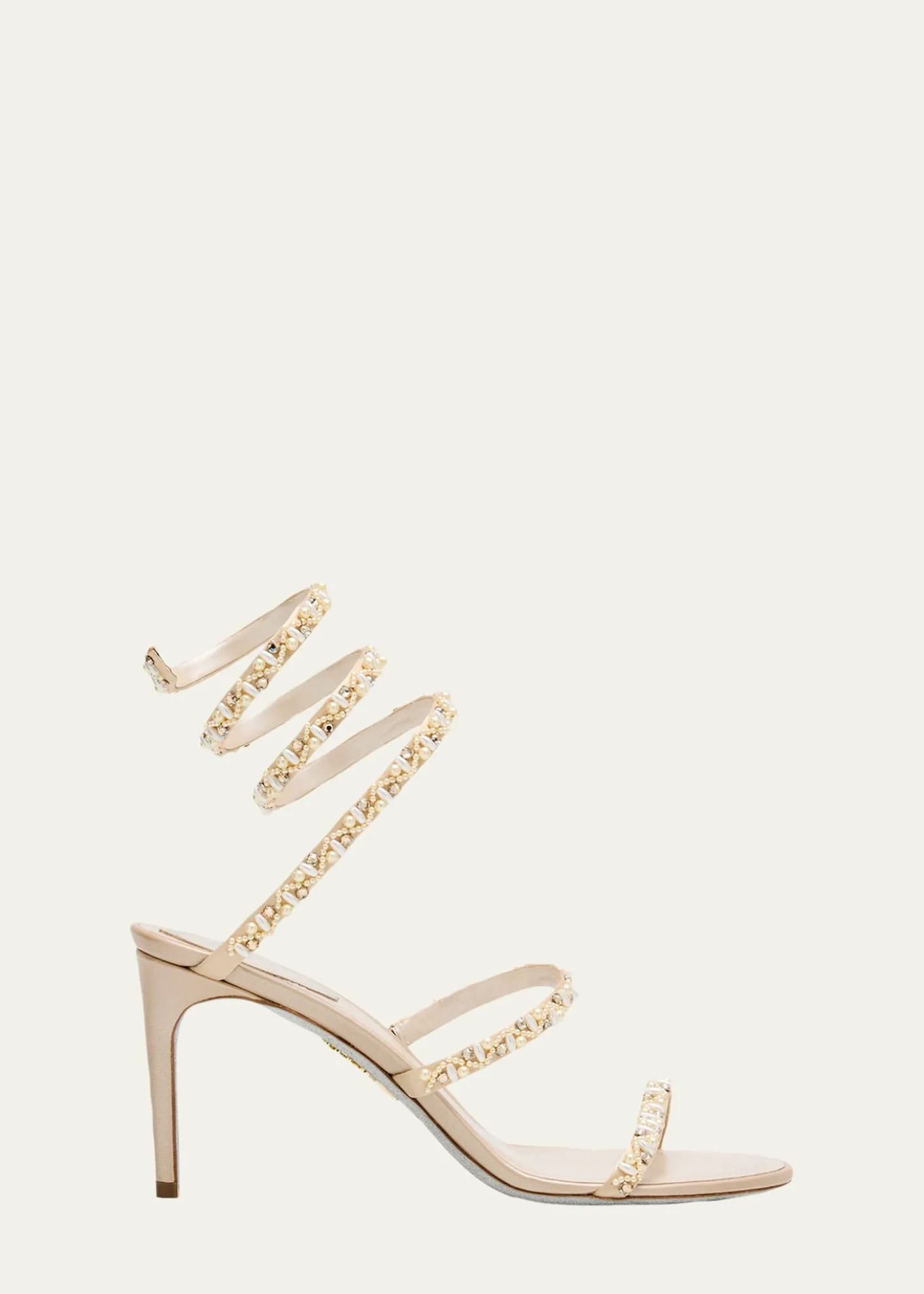 Rene CaovillaCleo Pearly Crystal Snake-Wrap Sandals