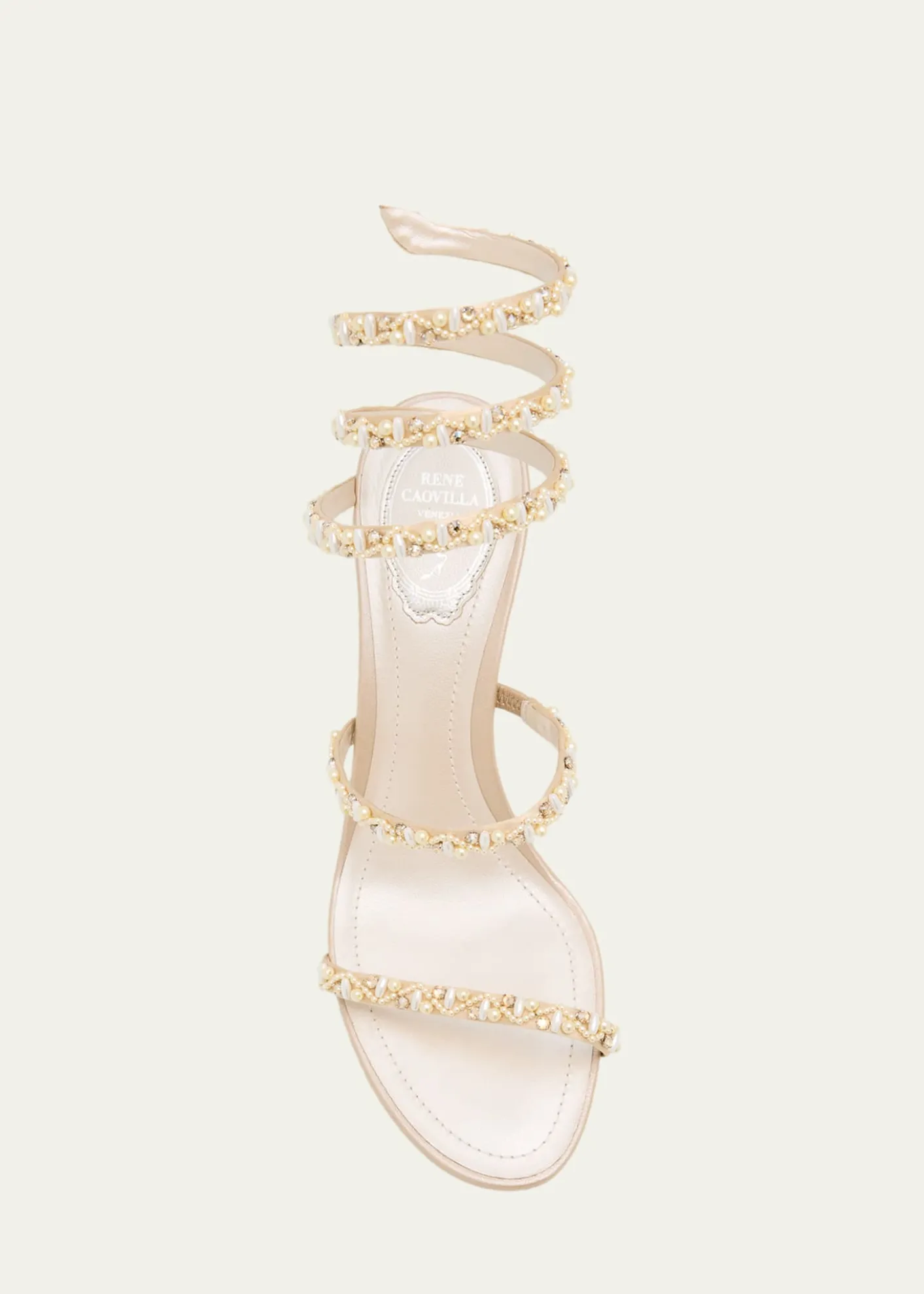 Rene CaovillaCleo Pearly Crystal Snake-Wrap Sandals