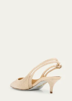 Rene CaovillaOlivia Embellished Satin Slingback Pumps