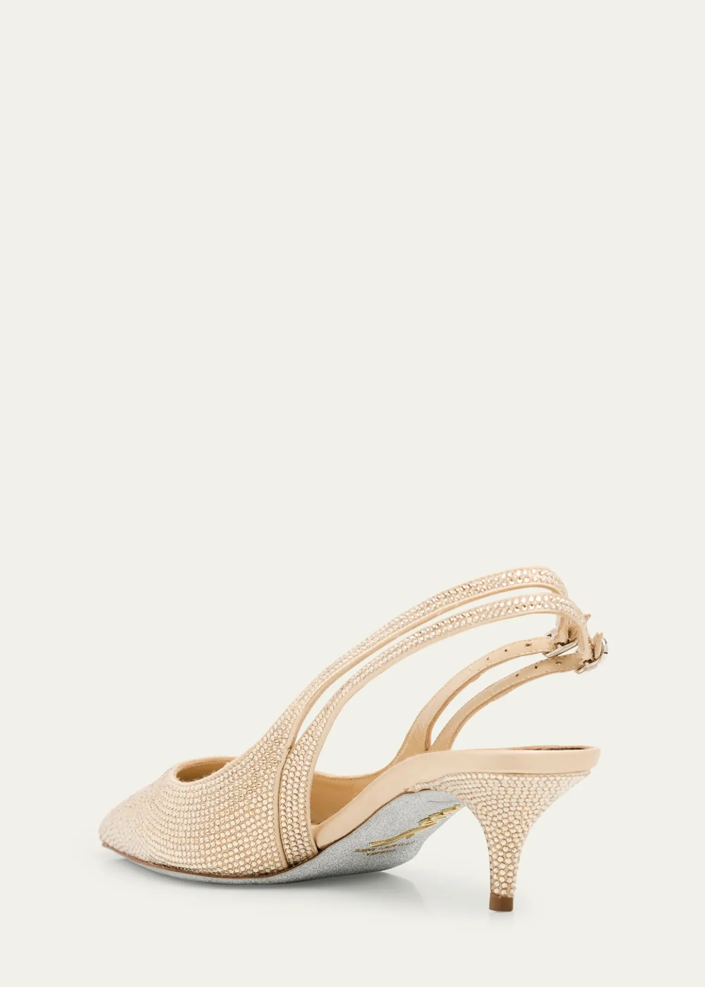 Rene CaovillaOlivia Embellished Satin Slingback Pumps