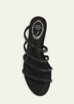 Rene CaovillaSatin Strass Flat Slide Sandals