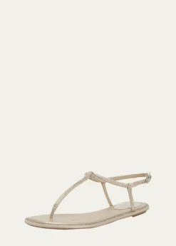 Rene CaovillaStrass T-Strap Thong Sandals