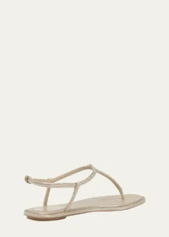 Rene CaovillaStrass T-Strap Thong Sandals
