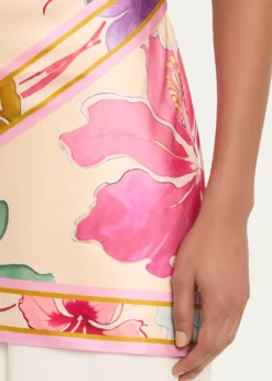 RetrofeteAdelaide Floral Silk Knotted Halter Overlay Mini Dress