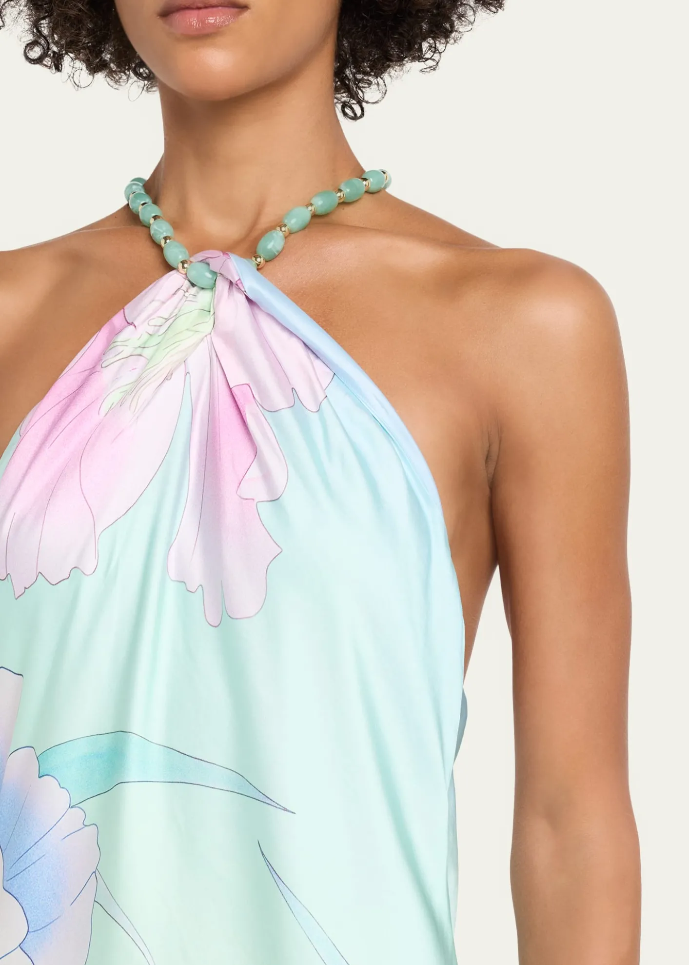 RetrofeteAnat Floral Satin Halter Dress