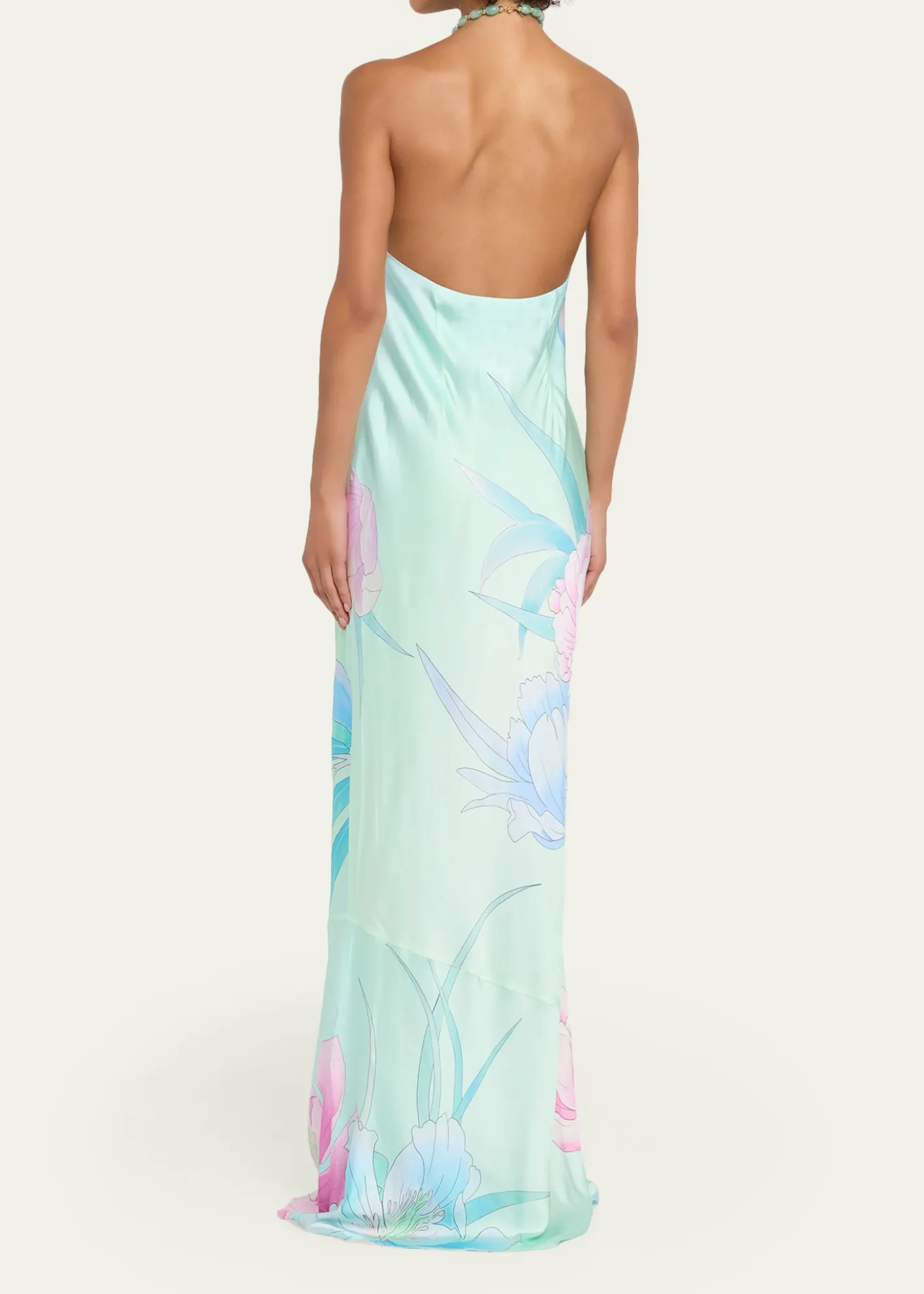 RetrofeteAnat Floral Satin Halter Dress
