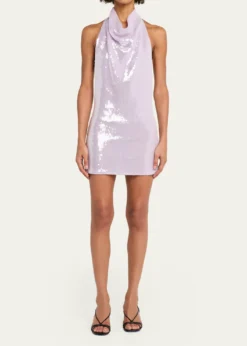 RetrofeteAvenya Sequined Halter Mini Dress