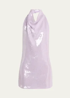 RetrofeteAvenya Sequined Halter Mini Dress