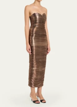 RetrofeteCalypsa Strapless Lamé Midi Dress