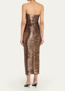 RetrofeteCalypsa Strapless Lamé Midi Dress