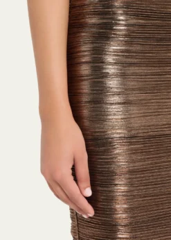 RetrofeteCalypsa Strapless Lamé Midi Dress