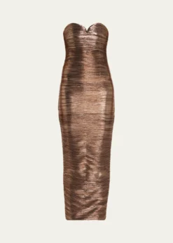 RetrofeteCalypsa Strapless Lamé Midi Dress