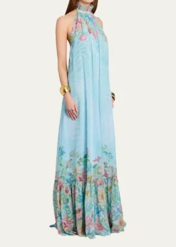 RetrofeteFrancy Floral Chiffon Halter Dress