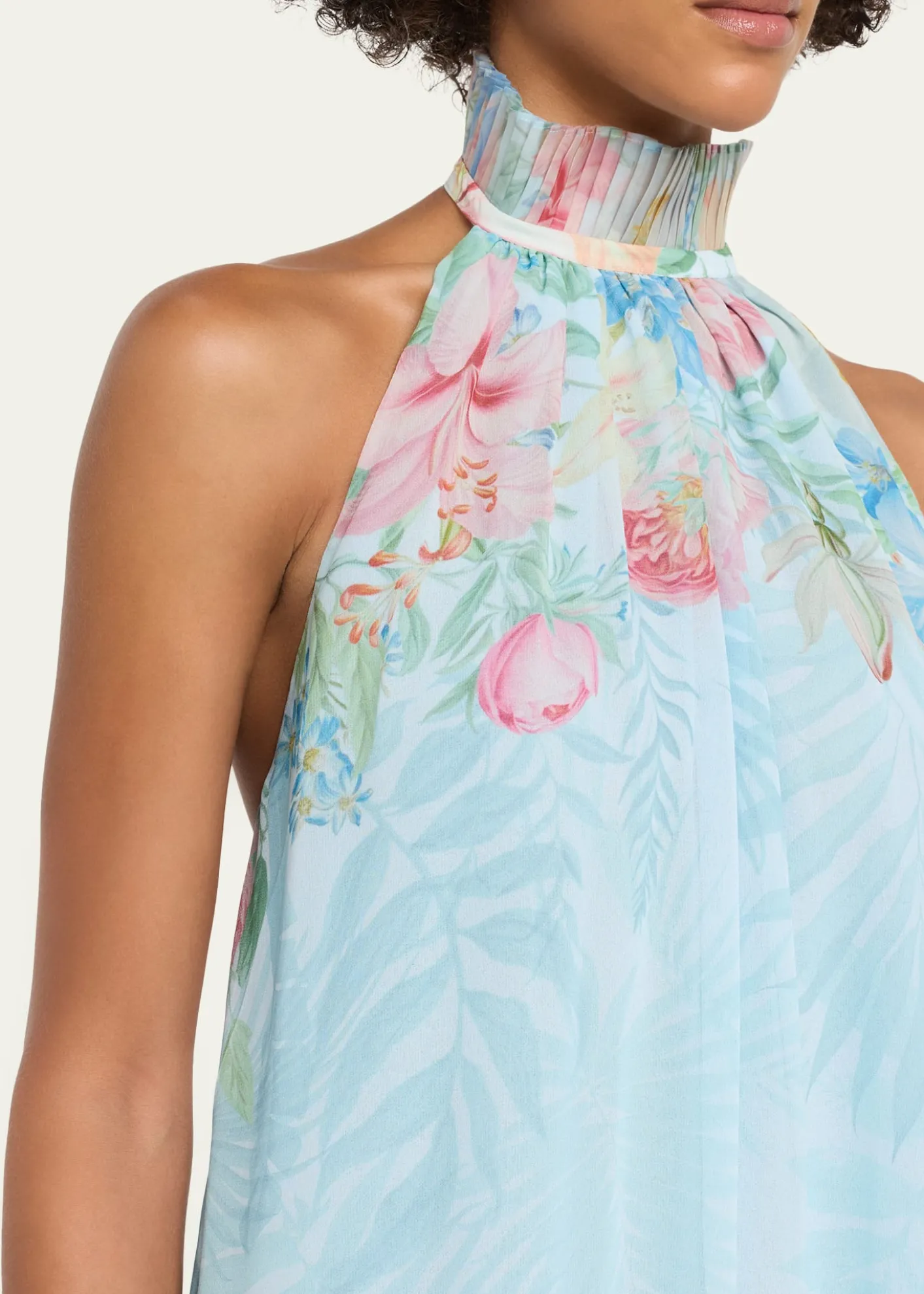 RetrofeteFrancy Floral Chiffon Halter Dress