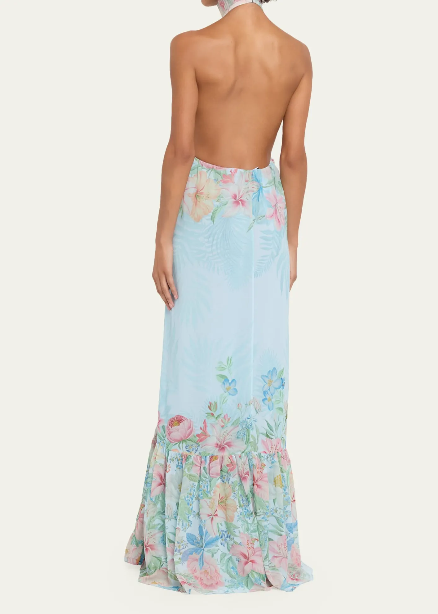 RetrofeteFrancy Floral Chiffon Halter Dress