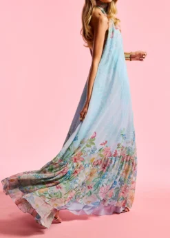 RetrofeteFrancy Floral Chiffon Halter Dress