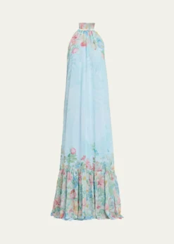 RetrofeteFrancy Floral Chiffon Halter Dress