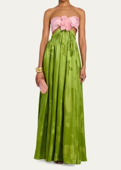 RetrofetePrudy Floral Cut-Out Satin Halter Dress