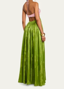 RetrofetePrudy Floral Cut-Out Satin Halter Dress