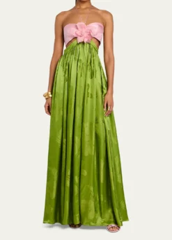 RetrofetePrudy Floral Cut-Out Satin Halter Dress