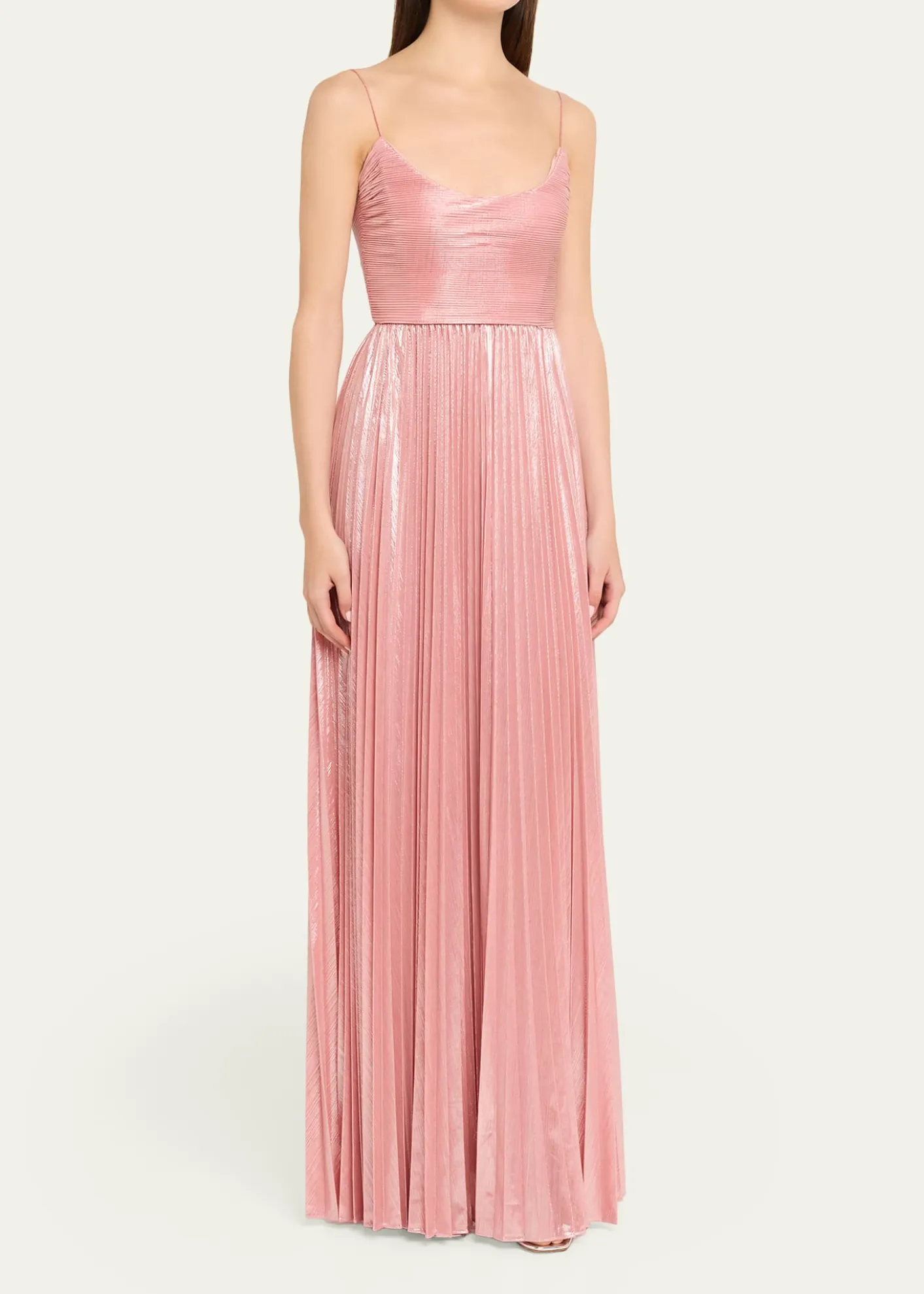 RetrofeteRhosyn Scoop-Neck Pleated Lame Maxi Dress