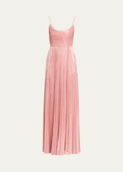 RetrofeteRhosyn Scoop-Neck Pleated Lame Maxi Dress