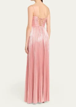 RetrofeteRhosyn Scoop-Neck Pleated Lame Maxi Dress
