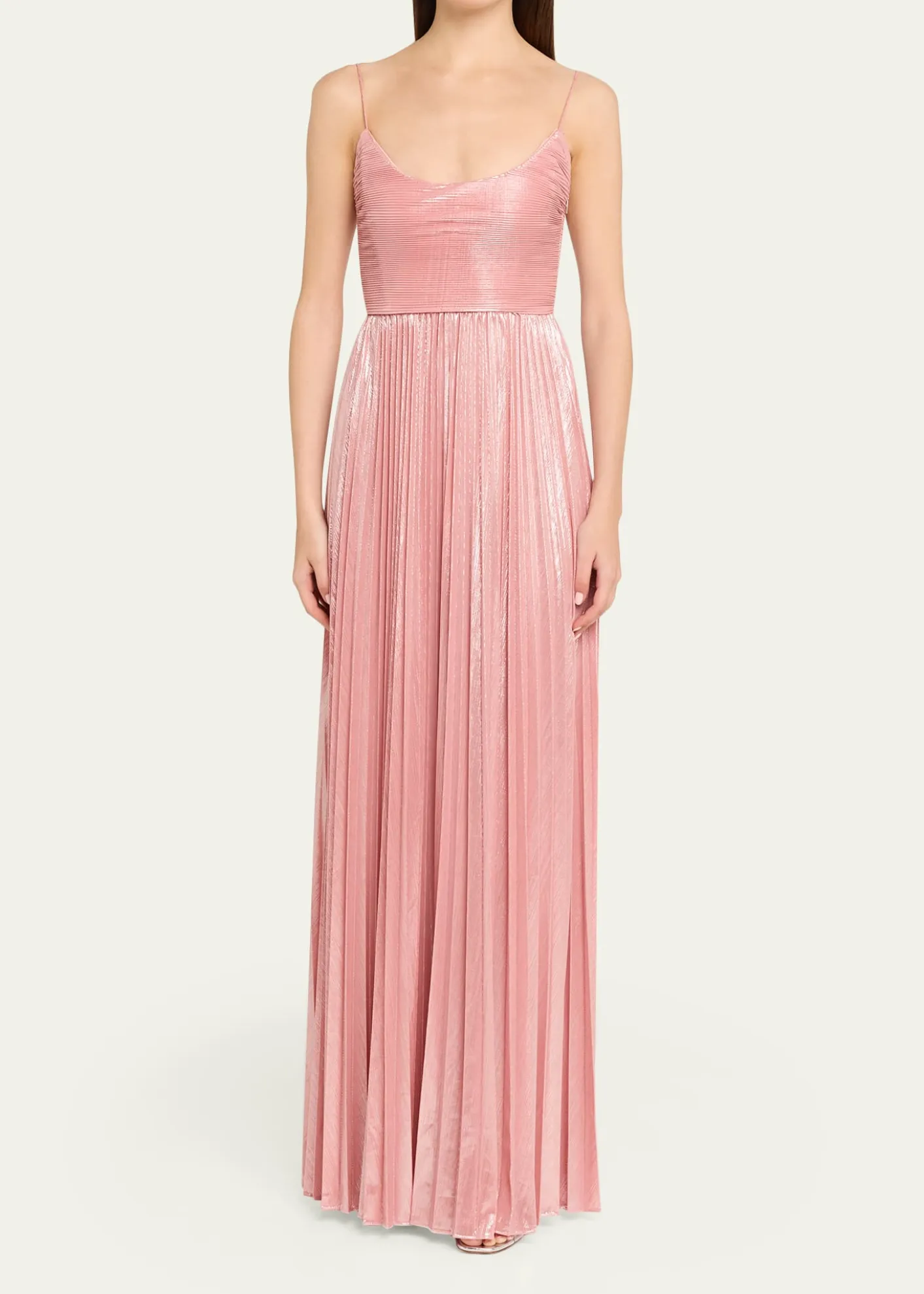 RetrofeteRhosyn Scoop-Neck Pleated Lame Maxi Dress