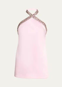 RetrofeteSabry Jeweled Halter Mini Dress