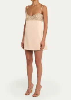 RetrofeteShyla Crystal Satin Mini Dress