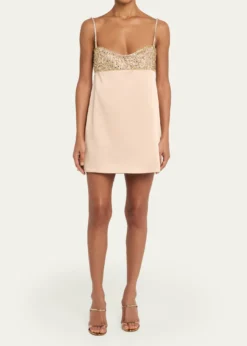 RetrofeteShyla Crystal Satin Mini Dress
