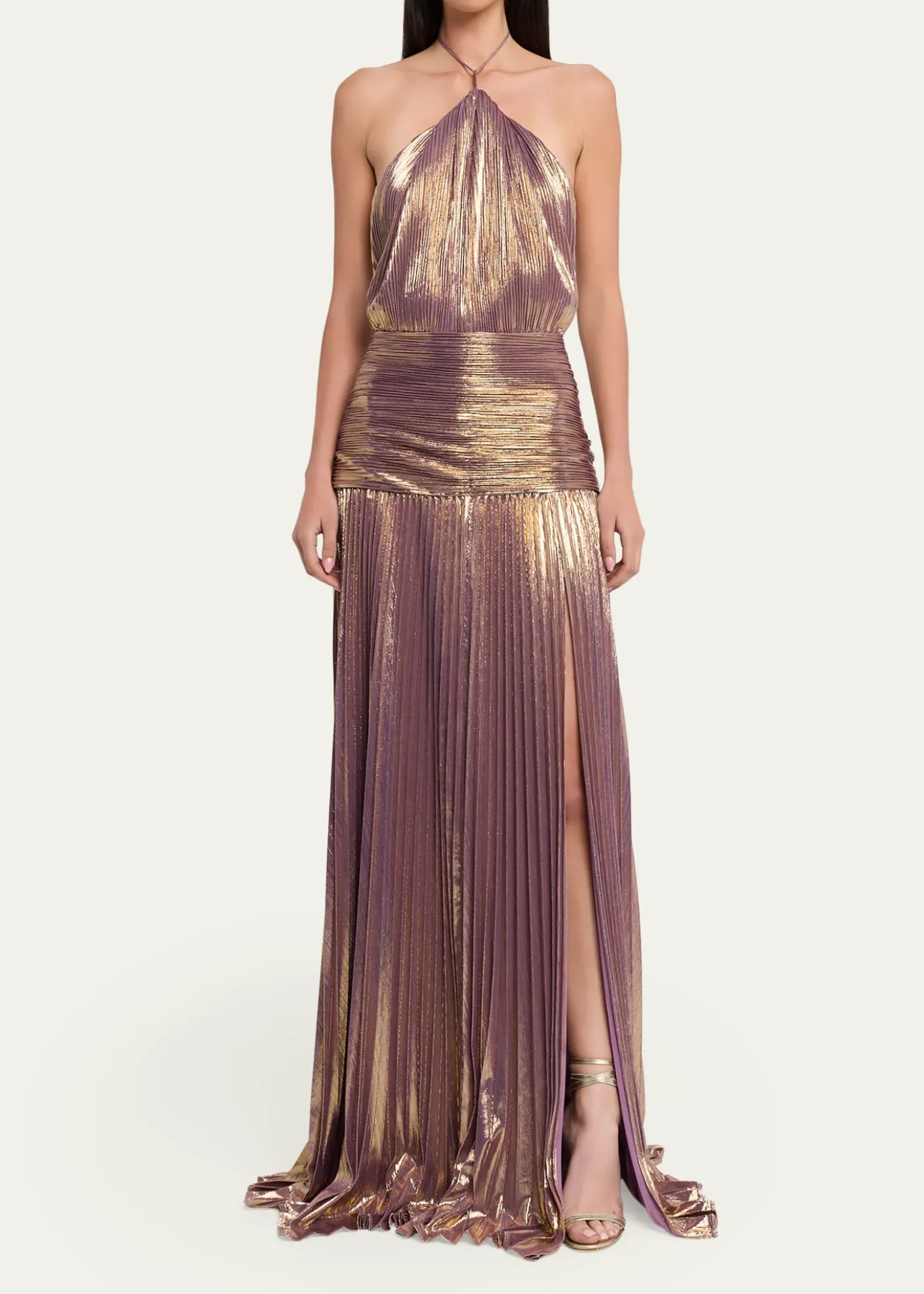 RetrofeteThalia Metallic Halter Gown