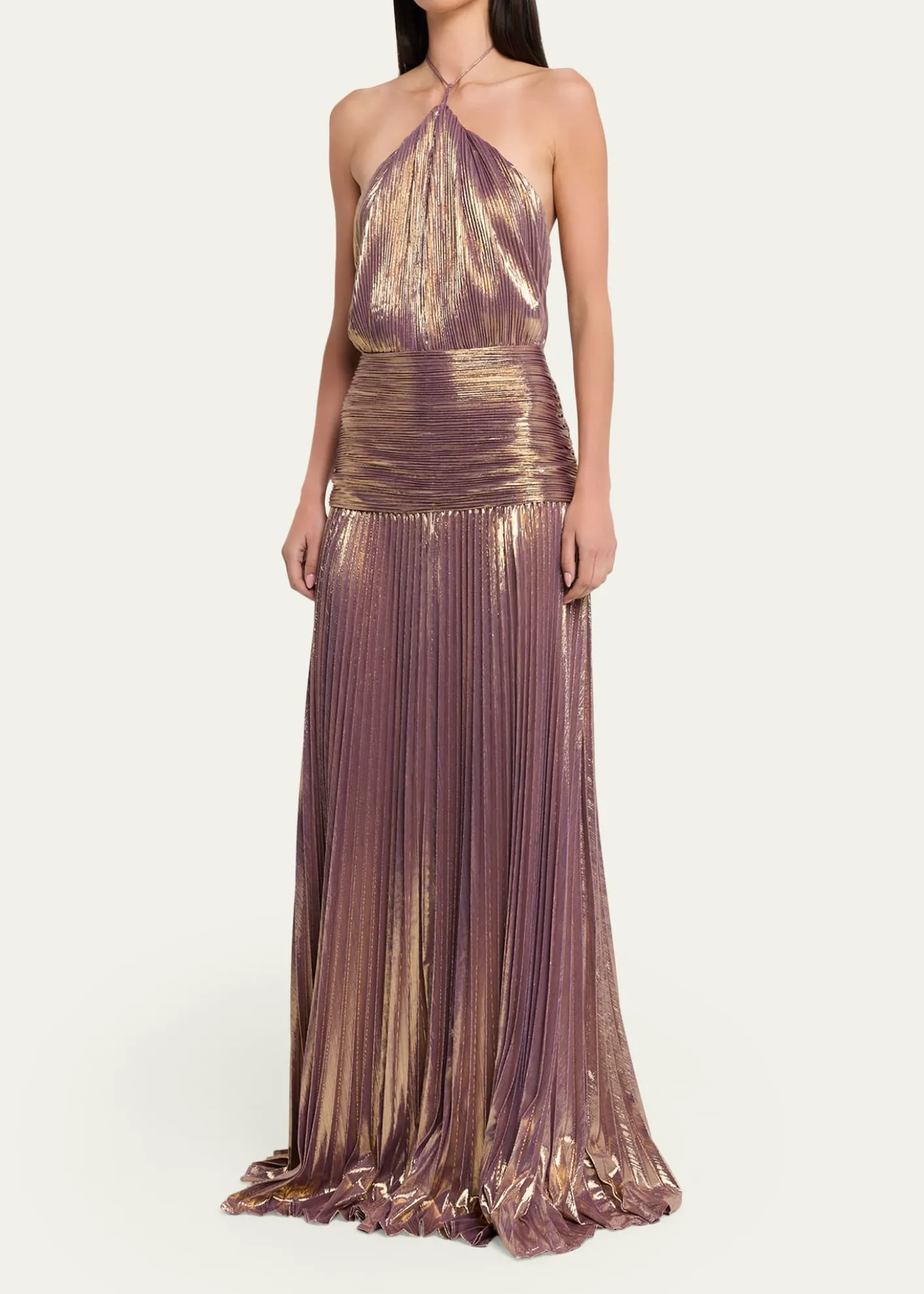 RetrofeteThalia Metallic Halter Gown