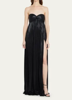 RetrofeteZoa Strapless Lamé Twisted-Bodice Gown