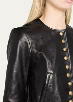 R13Front-Snap Leather Jacket